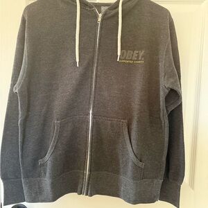 Obey Dark Gray Hoodie with Cream Accents